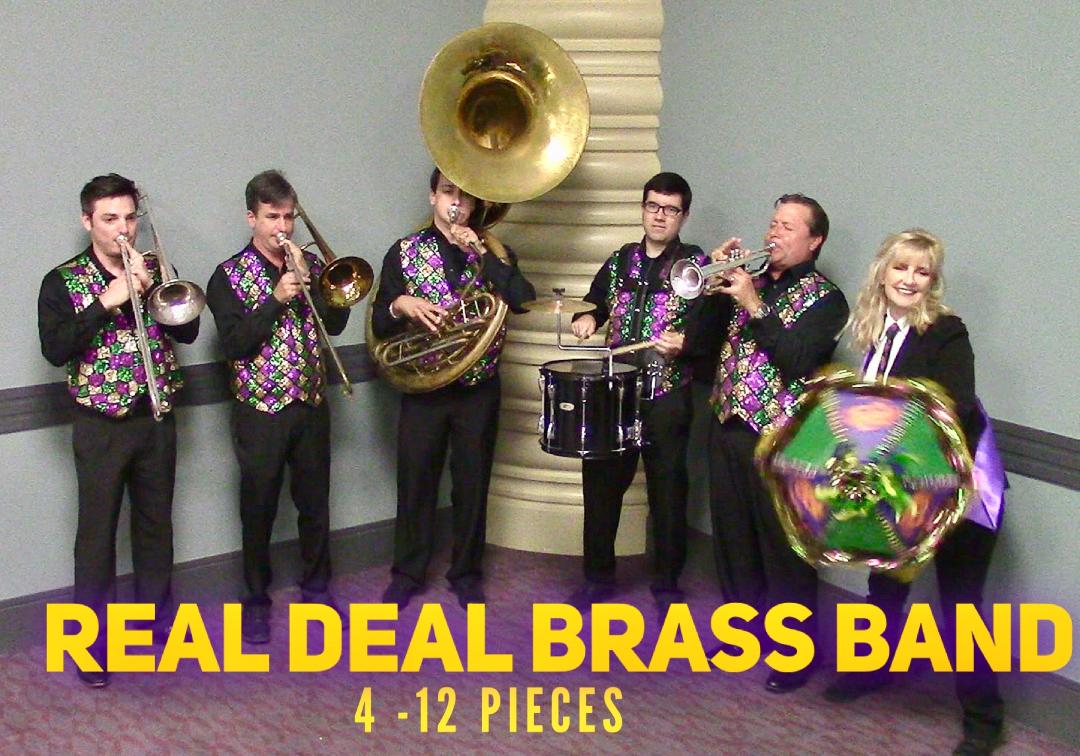 Real Deal Brass Band, second line band, wedding parade band, marching band, Mardi Gras Band, Marco Island, Napes, Ft. Myers, Venice, Florida, Dixieland Band
