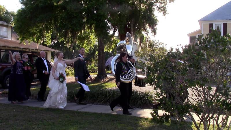Second Line Brass Band, wedding parade band, brass band, Jacksonville, Amelia Island, Palm Coast, Ponte Vedra Beach and Palm Coast Florida. 