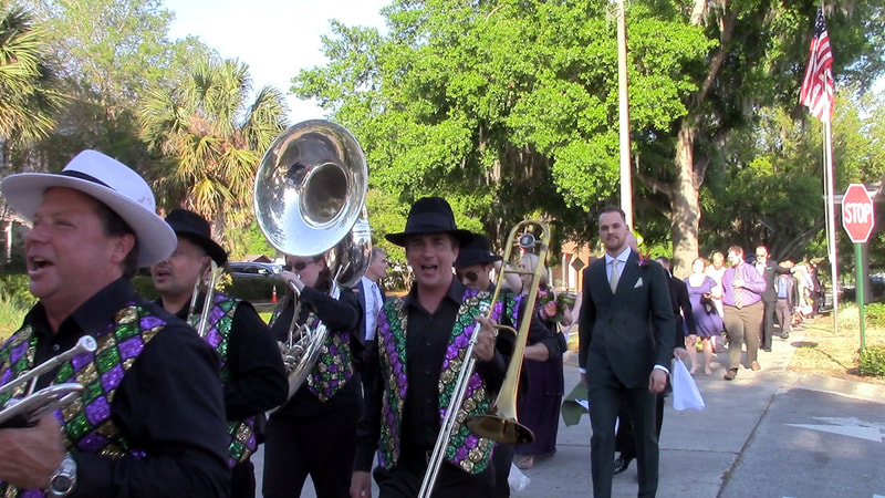 Second line brass band, wedding parade, Sarasota, Florida